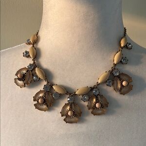 J. Crew Cream and Brown Floral Necklace
